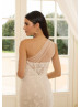 One Shoulder Ivory Lace Tulle Pearls Beaded Wedding Dress